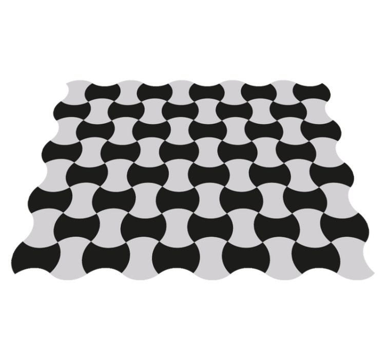 Tappeto vinile geometrico curve in bianco e nero - TenStickers