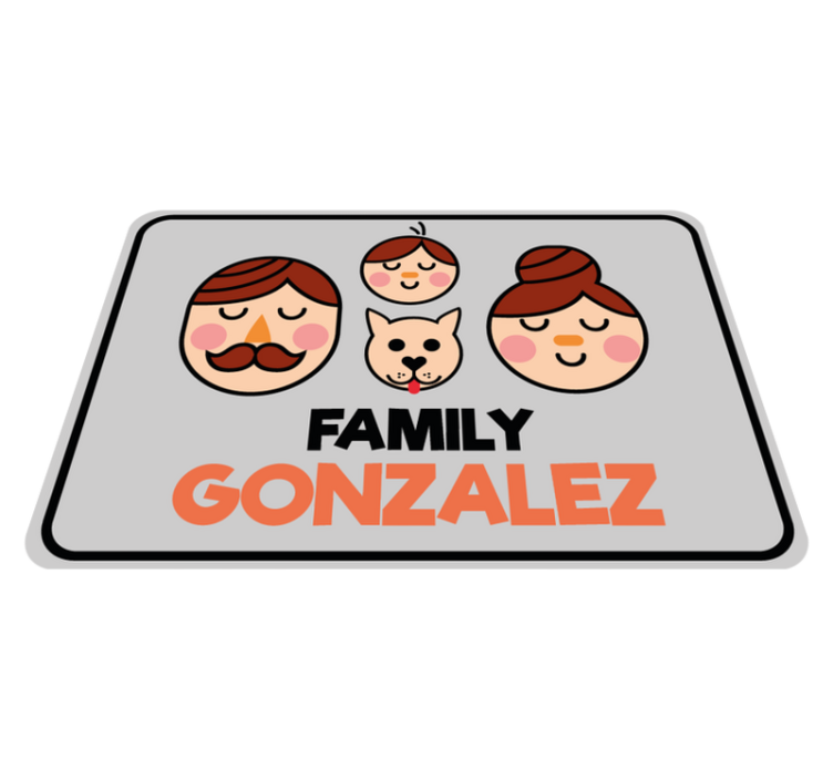 Tappeto vinile con nome ritratto di famiglia personalizzato - TenStickers