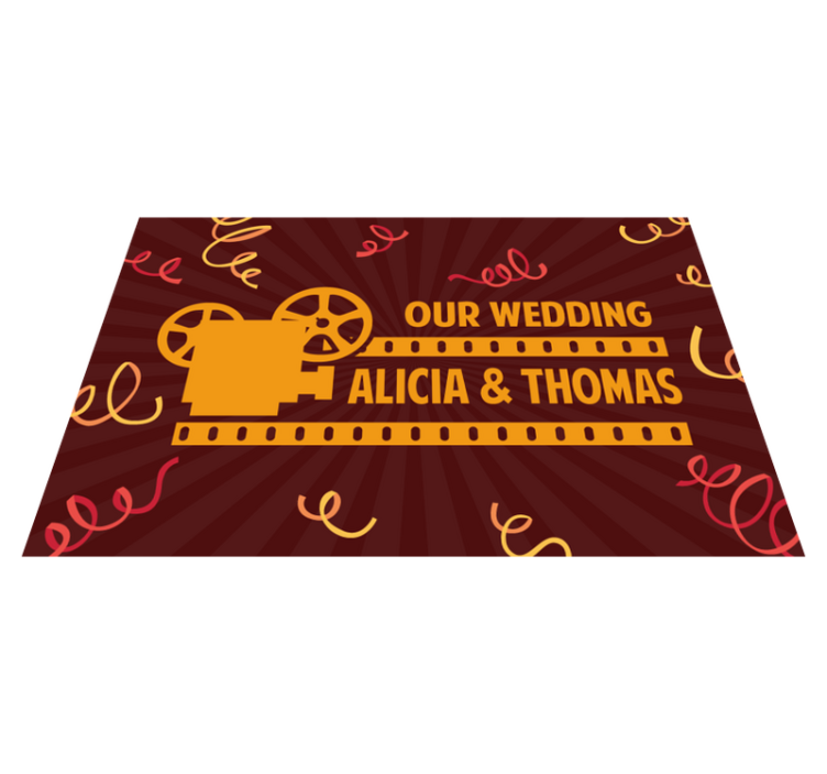 Tappeto vinile con nome motivo celebrazione matrimonio - TenStickers