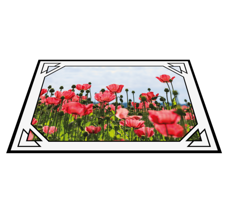 Tappeto vinile fiori campo di papaveri colorati - TenStickers