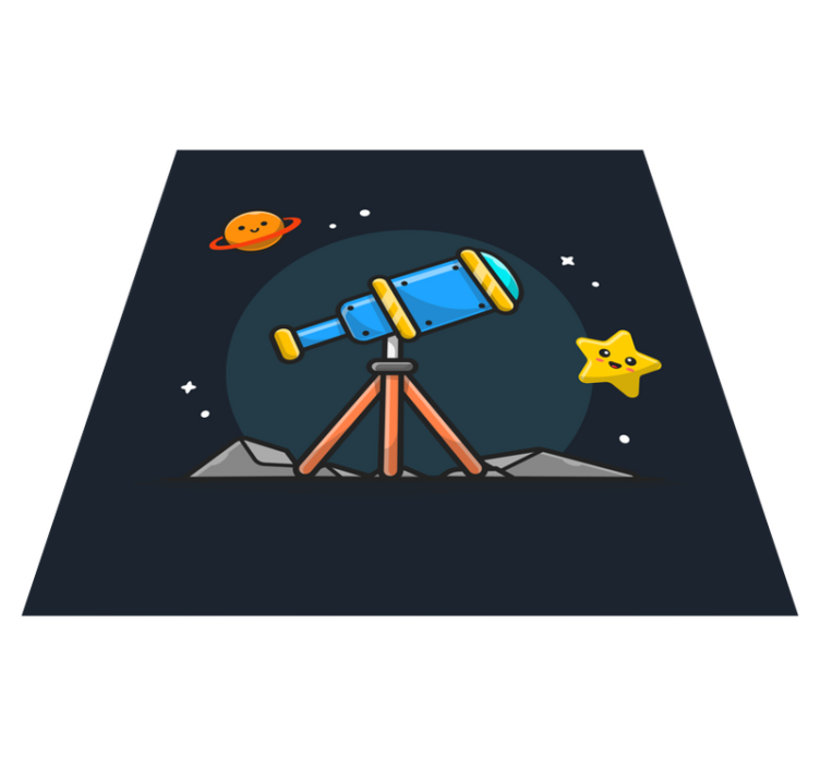 Tappetto vinile stelle avventura con il telescopio - TenStickers