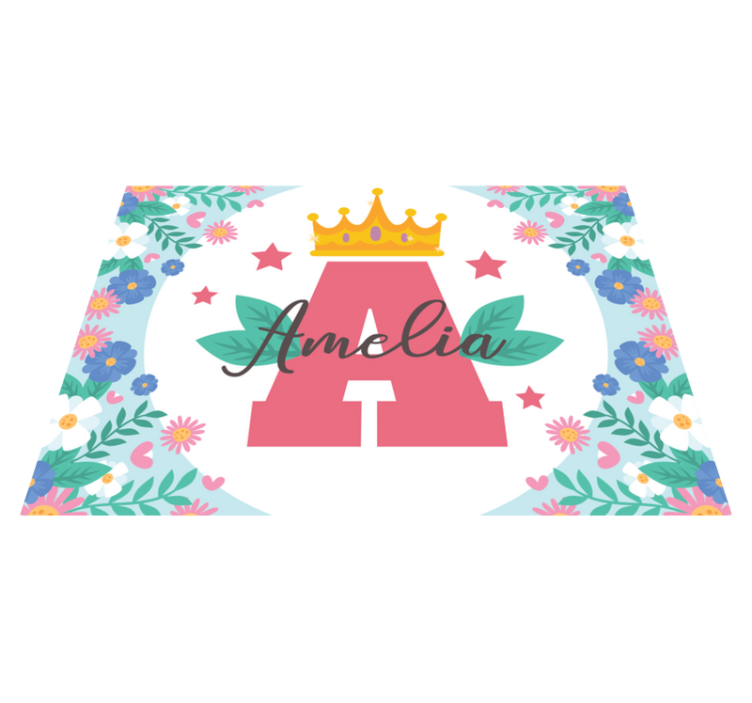 Tappeto vinile per bambini iniziale coronata e nome - TenStickers
