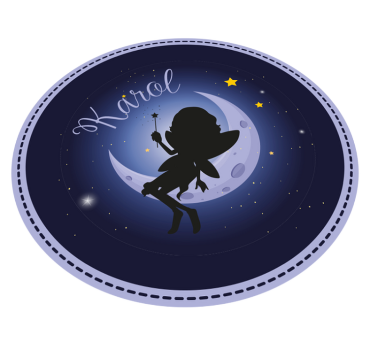 Tappeto vinile per bambini fata al chiaro di luna con nome - TenStickers