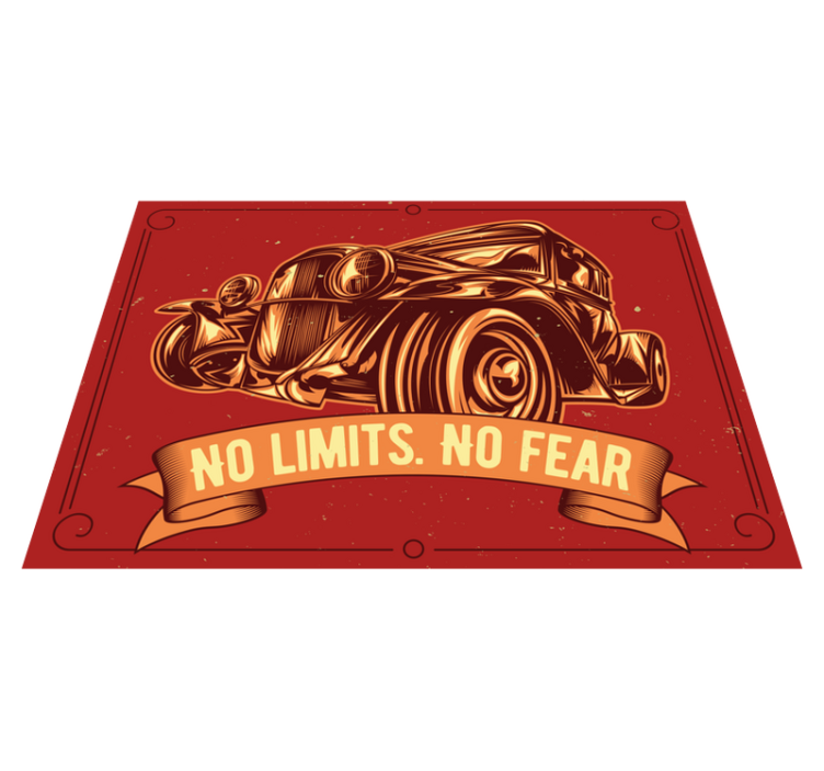 Tappeto vinile frase illustrazione di auto d'epoca - TenStickers
