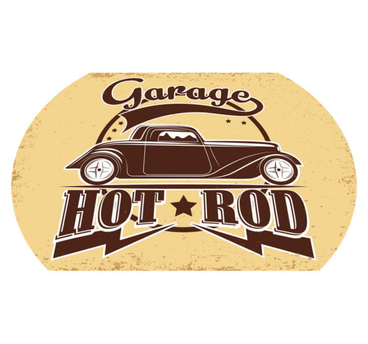 Tappeto vinile vintage hot rod da garage - TenStickers