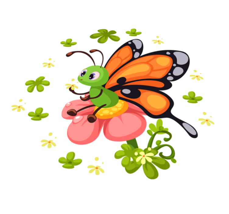 Tappeto vinile per bambini gioia colorata delle farfalle - TenStickers