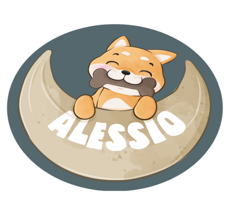 Tappeto vinile per bambini cucciolo con osso e nome - TenStickers