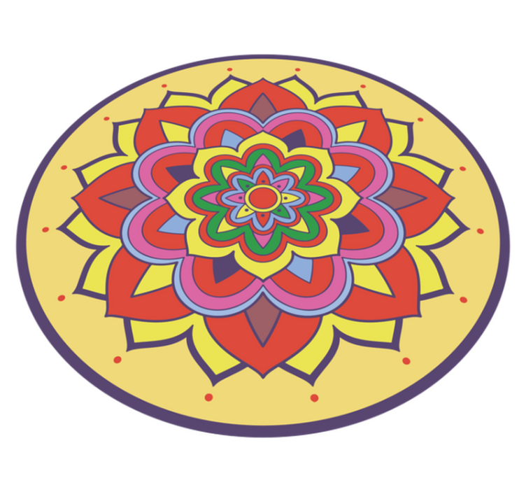 Tappeto vinile Mandala fiore grande colorato - TenStickers