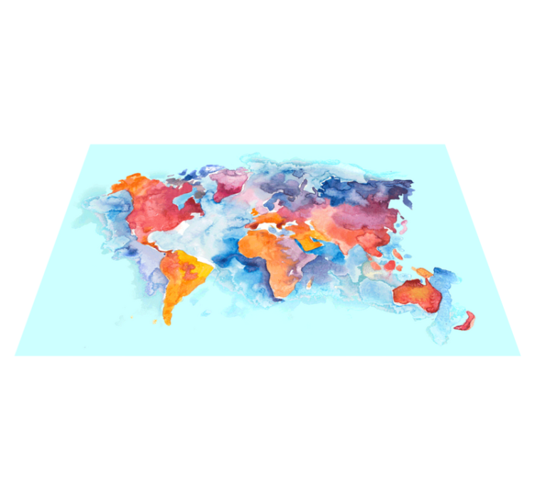 Tappeto vinile mappamondo mappa colorata del mondo - TenStickers