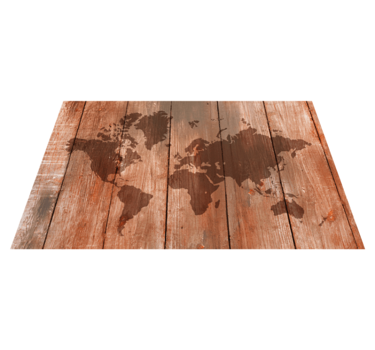 Tappeto vinile mappamondo effetto mappa in legno - TenStickers