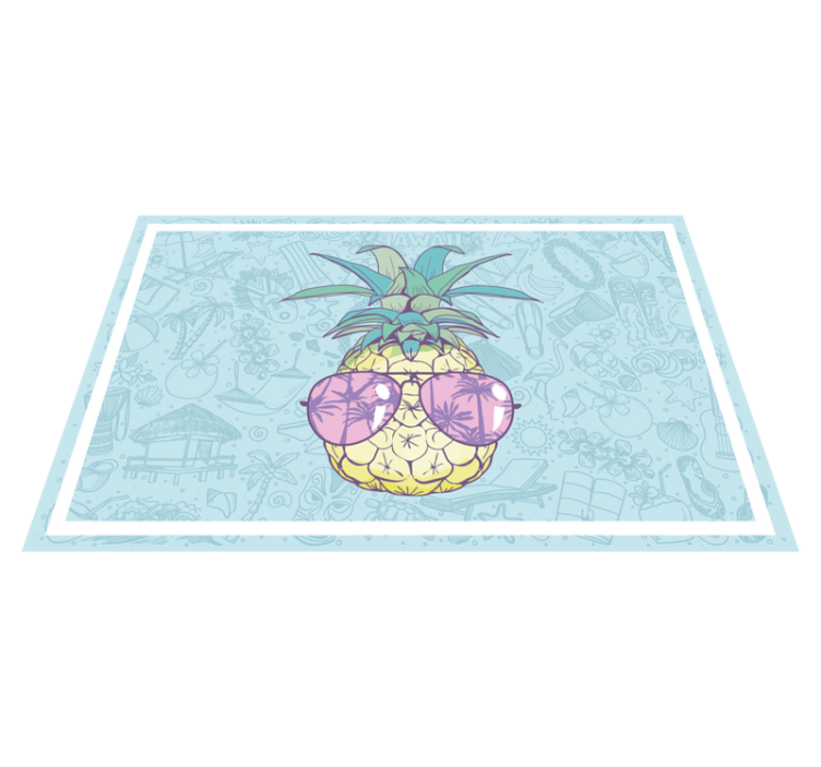 Tappeto pvc cucina tonalità fredde di ananas - TenStickers