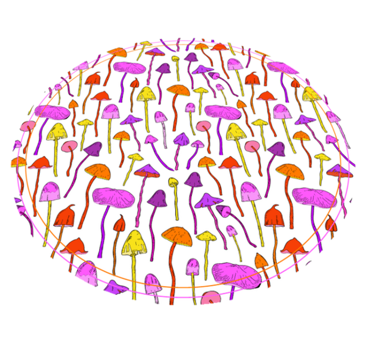 Tappeto vinile fiori illustrazioni vivaci di funghi - TenStickers