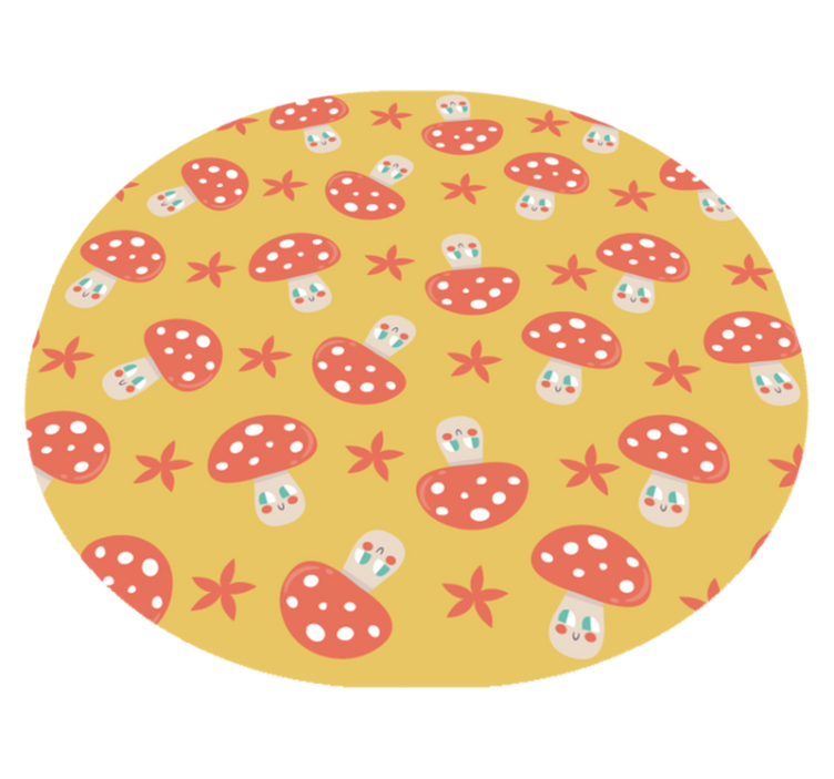 Tappeto vinile rotondo divertimento con i funghi - TenStickers