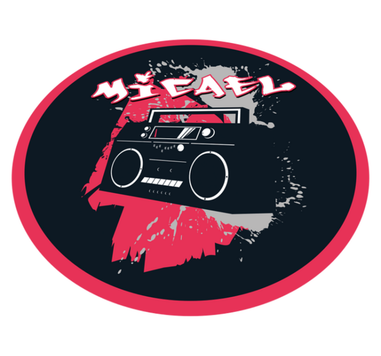 Tappeto vinile con nome tema retrò boombox - TenStickers