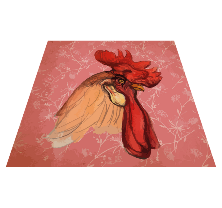 Tappeto vinile stampa animale motivo floreale gallo - TenStickers