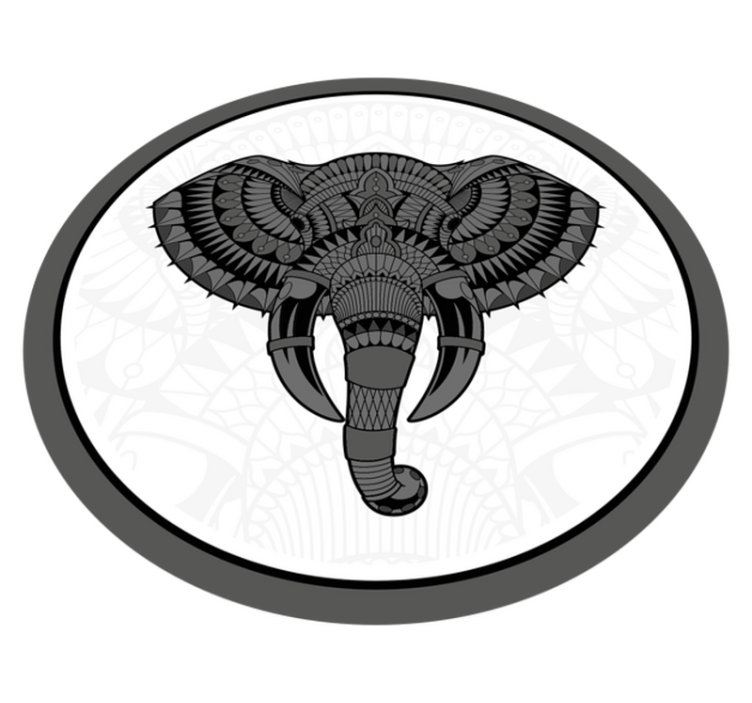 Tappeto vinile animali mandala grigio elefante - TenStickers