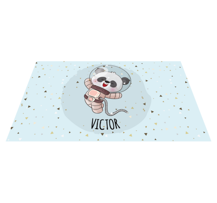 Tappeto vinile con nome simpatico panda astronauta - TenStickers