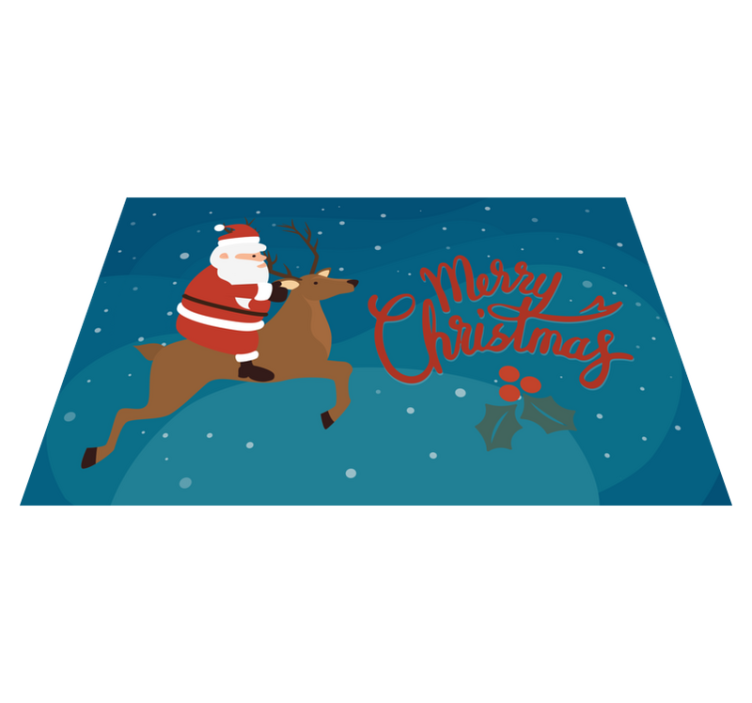 Tappeto vinile natale babbo natale su renna - TenStickers