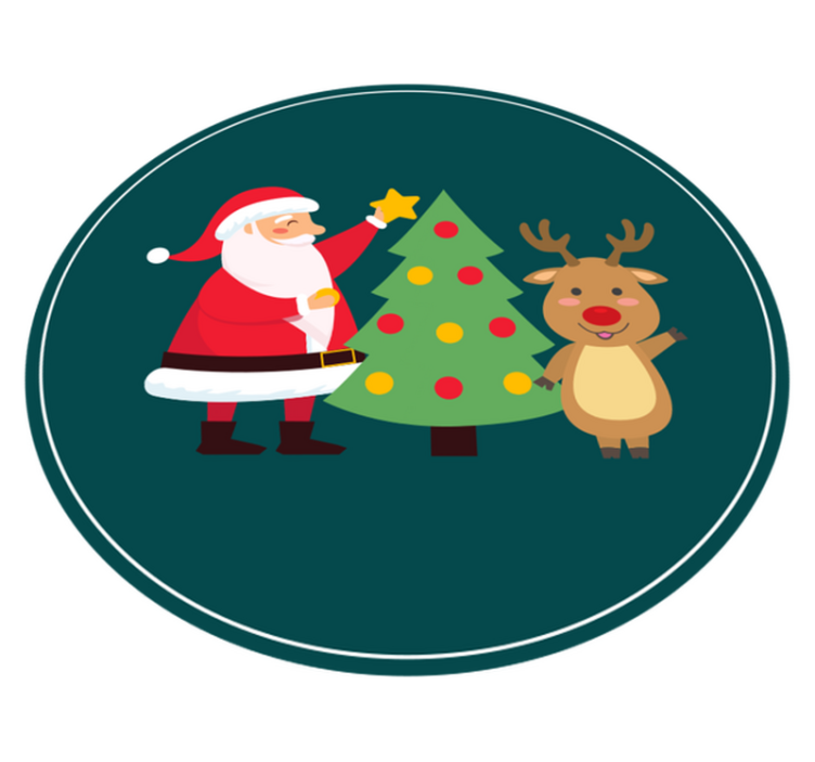 Tappeto vinile natale scena festiva di babbo natale - TenStickers