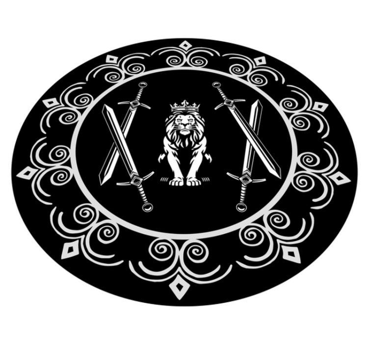 Tappeto vinile rotondo emblema del leone maestoso - TenStickers