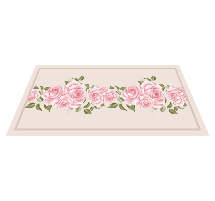 Tappeto vinile fiori bordo rosa rosa - TenStickers
