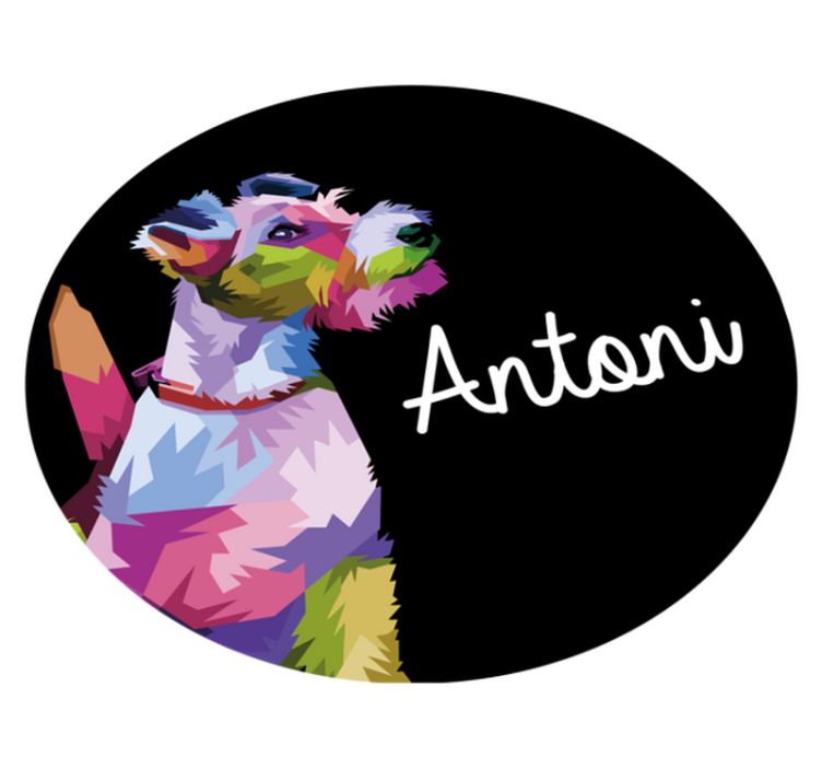 Tappeto vinile con nome ritratto canino colorato - TenStickers