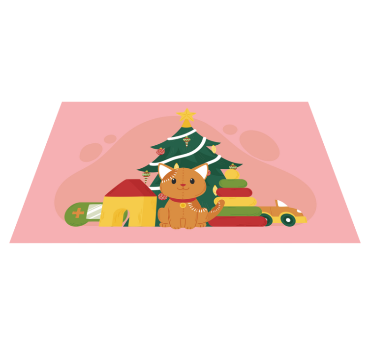 Tappeto di vinile animali gatto Natale - TenStickers