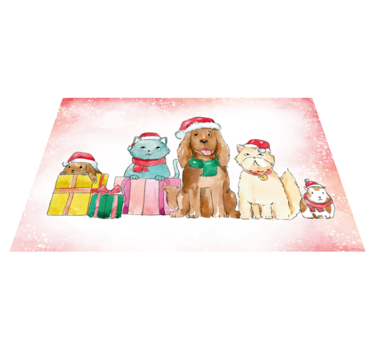 Tappeto di vinile animali animali domestici di Natale - TenStickers