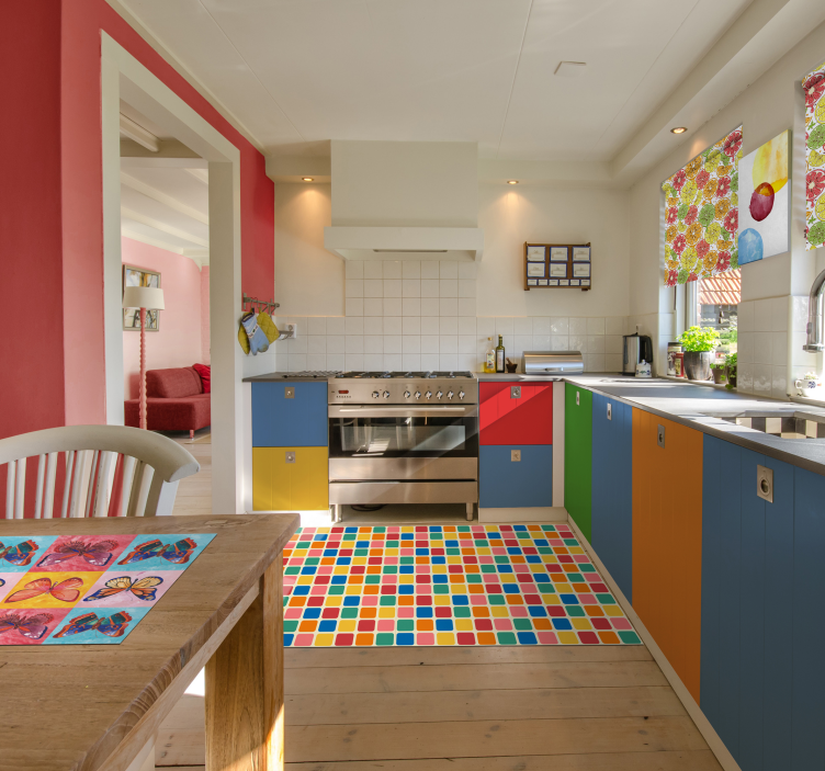Tappeto vinile geometrico quadrati di mosaico colorato - TenStickers