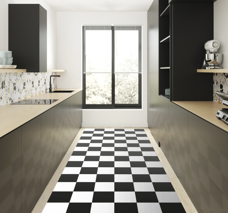 Tappeto vinile geometrico motivo a scacchiera - TenStickers