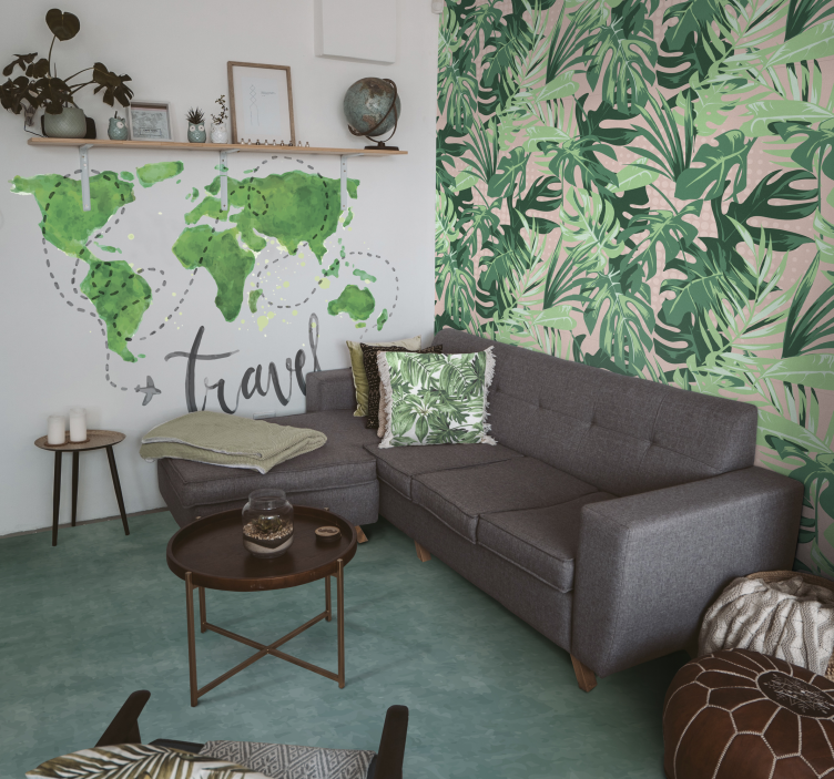 Tappeto vinile effetto marmo tonalità verde acqua smorzata - TenStickers