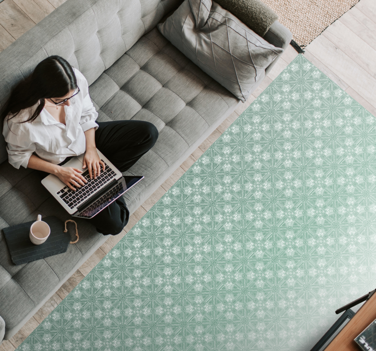 Tappeto vinile camera da letto motivi verde menta - TenStickers