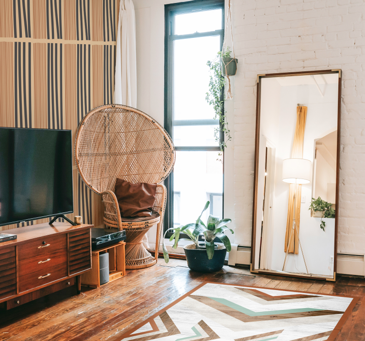 Tappeto vinile camera da letto struttura in legno a zig-zag - TenStickers