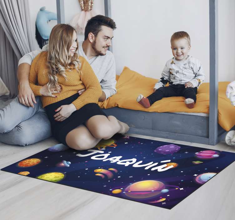 Tappeto in vinile universo e pianeti con nome - TenStickers