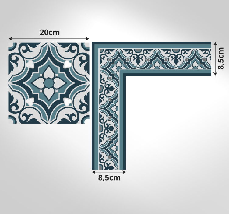 Tappeto vinile piastrelle elegante motivo blu - TenStickers