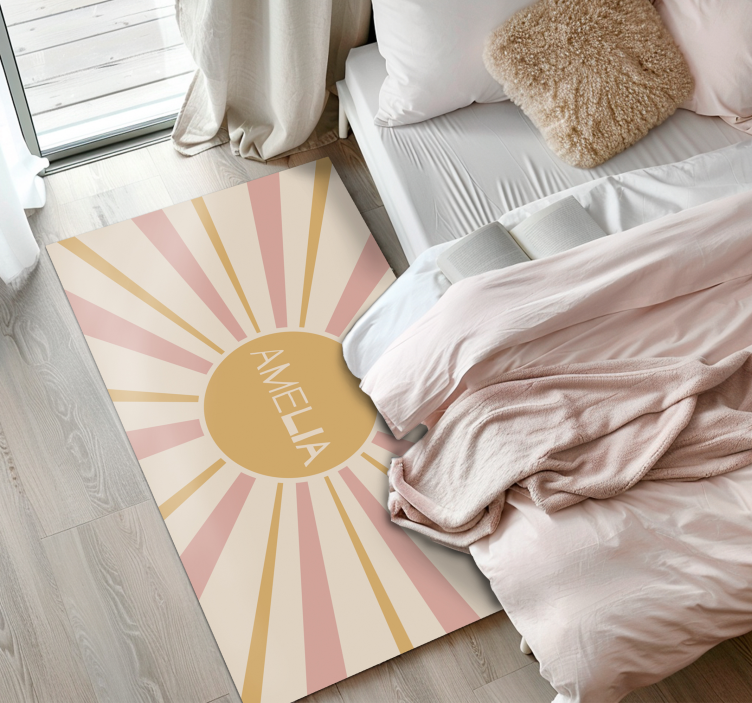 Tappeto vinile con nome testo sunburst personalizzabile - TenStickers