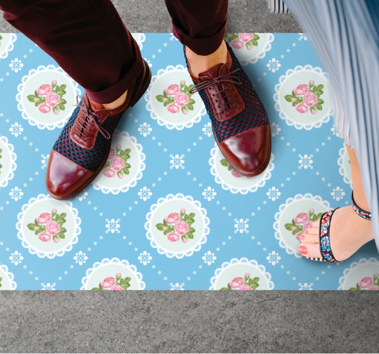 Tappeto in pvc retro/vintage motivo di pizzo floreale - TenStickers