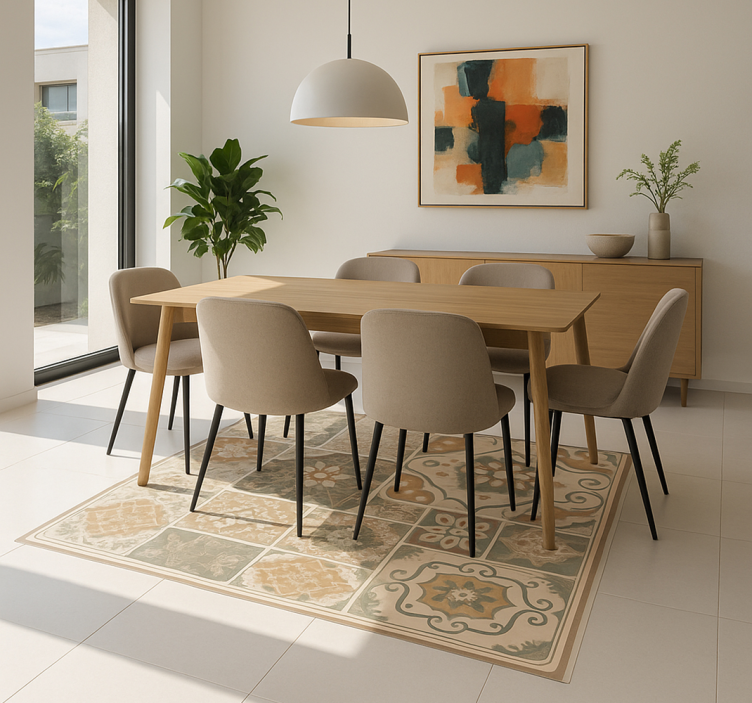 Tappeto in vinile soggiorno piastrelle di cemento di varie dimens - TenStickers