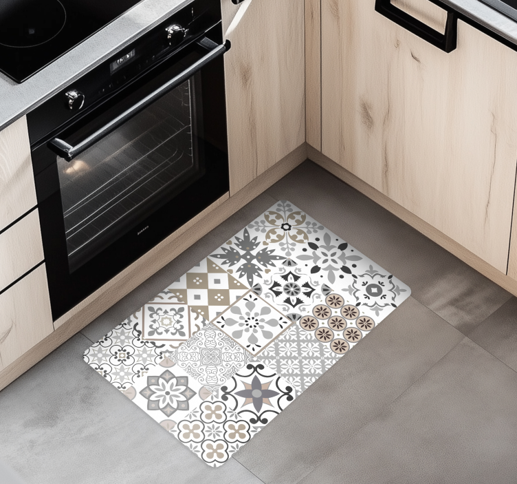 Tappeto pvc cucina mosaico grigio - TenStickers