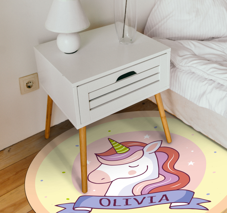 Tappeto rotondo in pvc con unicorno personalizzabile - TenStickers