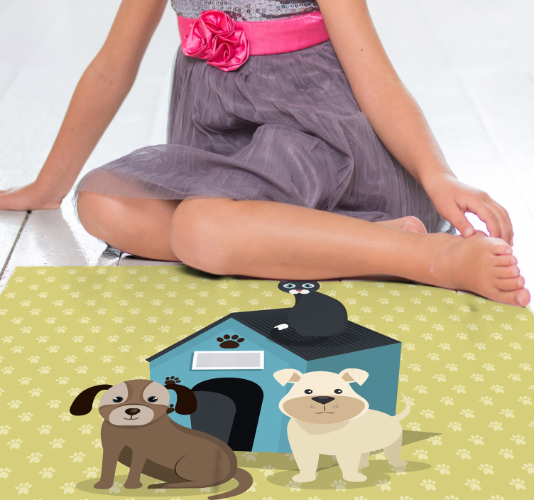 Tappeto vinile animali cani a casa - TenStickers