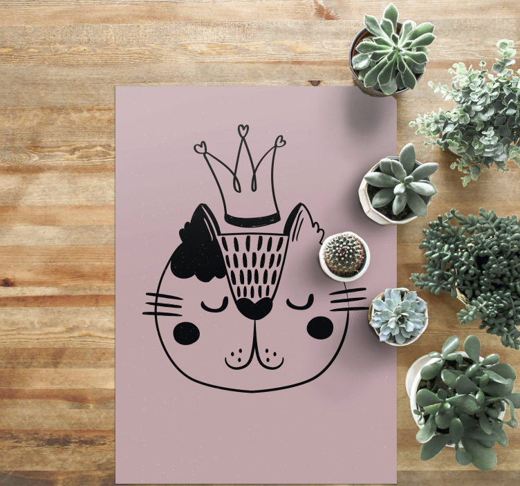 Tappeto vinile animali illustrazione del gatto incoronato - TenStickers