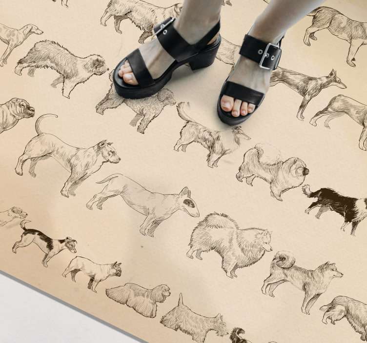 Tappeto vinile animali illustrazioni di cani beige - TenStickers