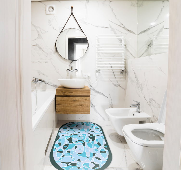 Tappeto vinile bagno modello ovale astratto - TenStickers