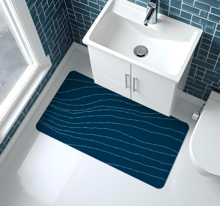 Tappeto vinile bagno motivi a linee ondulate - TenStickers