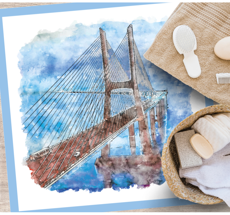 Tappeto vinile bagno opera d'arte del ponte sospeso - TenStickers