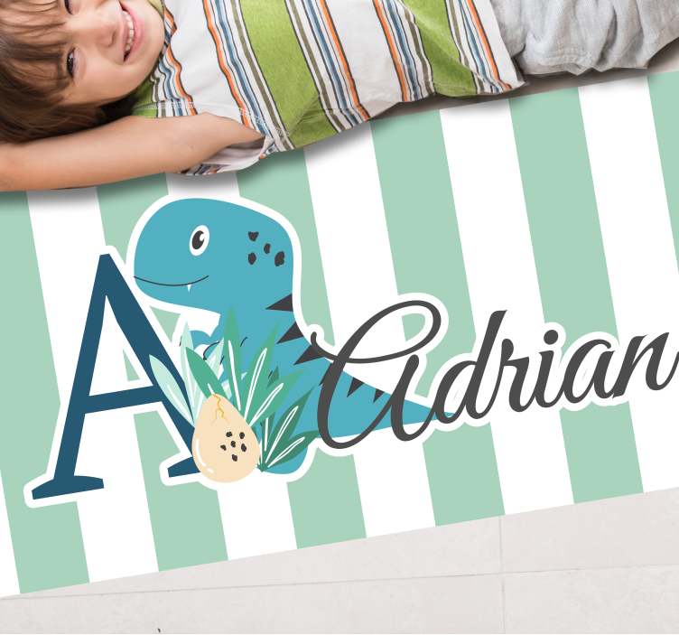 Tappeto vinile bebé cucciolo di rex con iniziale e nome - TenStickers