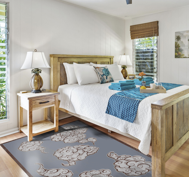 Tappeto vinile camera da letto motivi nuvolosi decorati - TenStickers