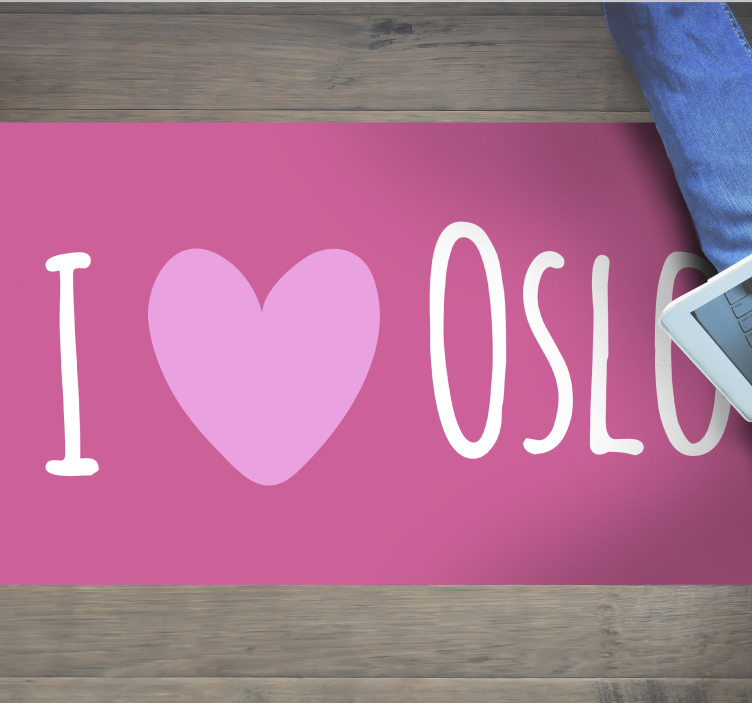 Tappeto vinile frase adoro il design rosa di oslo - TenStickers