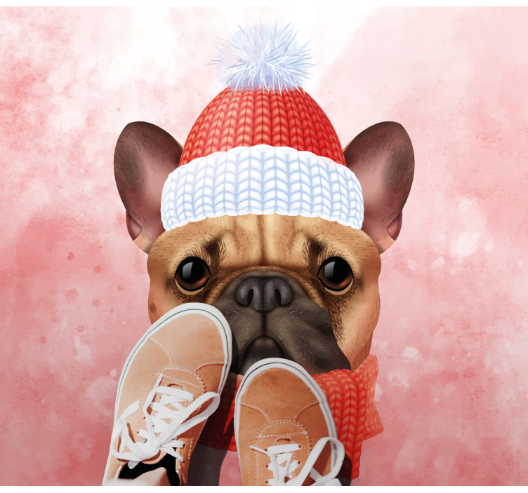 Tappeto vinile animali bulldog francese invernale - TenStickers